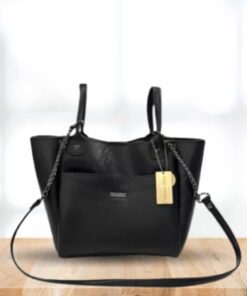 Black trapeze handbag for women